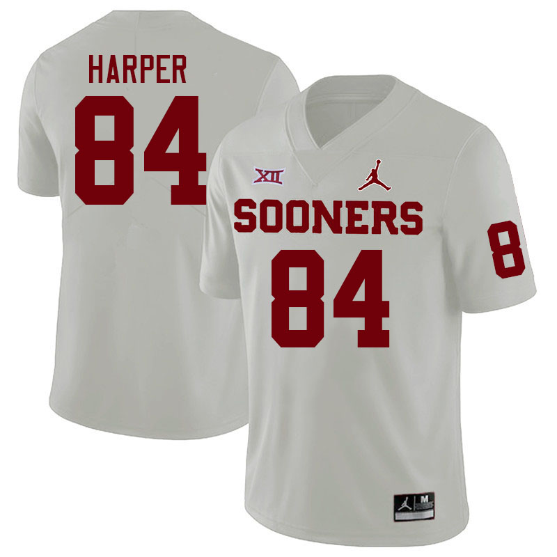 Men #84 Brandon Harper Oklahoma Sooners College Football Jerseys Stitched Sale-White - Click Image to Close